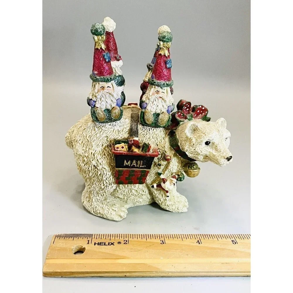 Polar Bear & Santa Cheese Spreaders Set Christmas Mail Delivery Resin Stainless